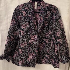 MarlaWynne Black and Pink Floral Blazer